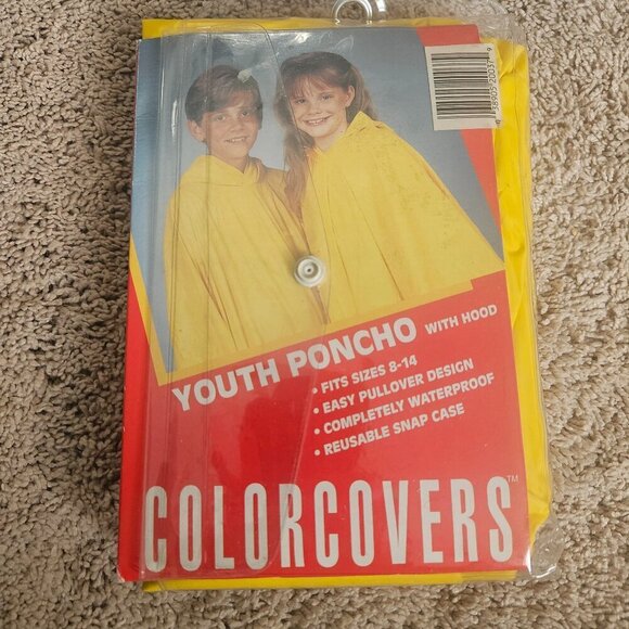 NEW Kids Rain Poncho Yellow Waterproof Hooded Cape - Picture 1 of 5